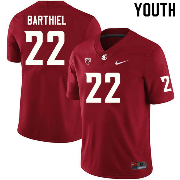 Youth #22 Gavin Barthiel Washington State Cougars College Football Jerseys Sale-Crimson